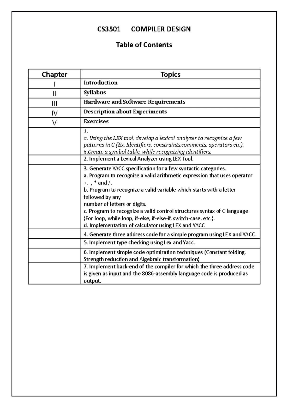 CS431 Compiler Design LAB - 1 | P a g e NEHRU COLLEGE OF ENGINEERING ...