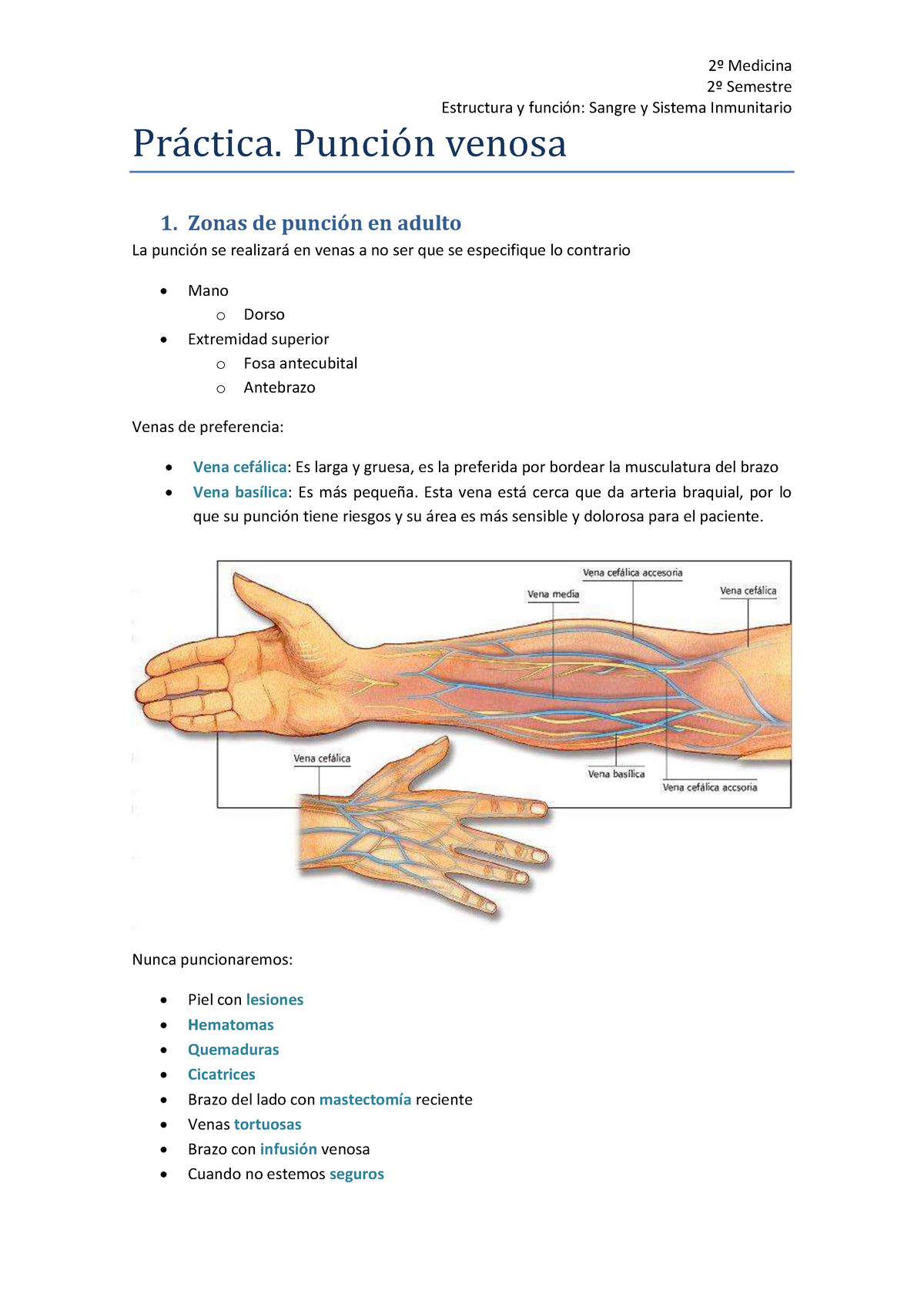 vena dolorosa en el brazo