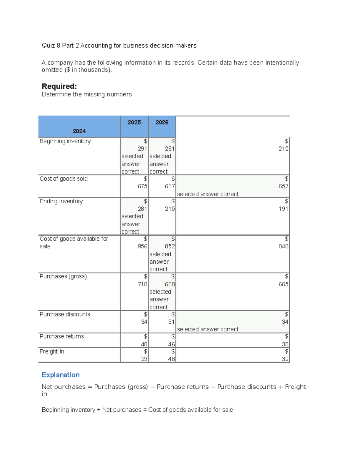 Quiz 8 Part 2 - Quiz 8 Part 2 - Quiz 8 Part 2 Accounting For Business ...