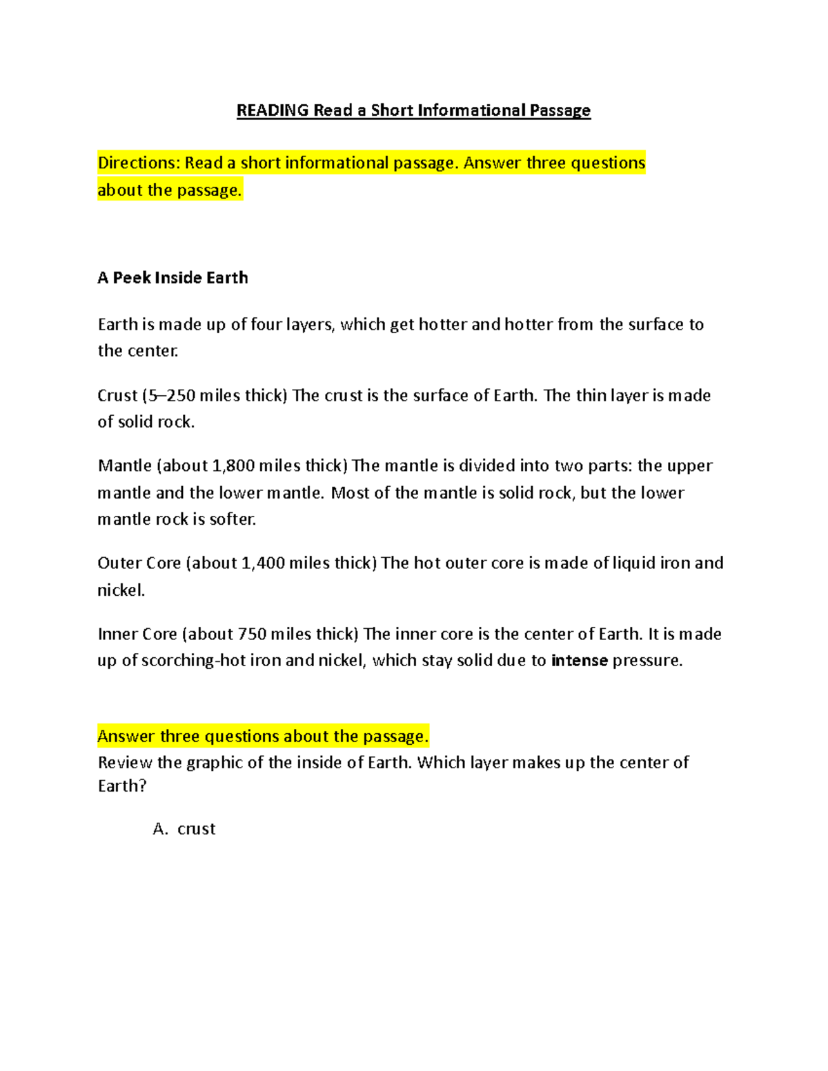 Copy of ROA 5 Oct 3-14 Assignment 2- Read a Short Informational Passage ...