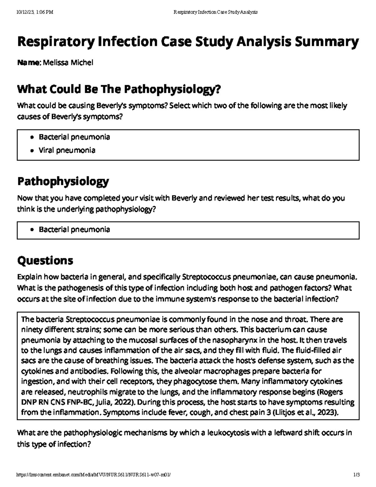 case study of lower respiratory tract infection