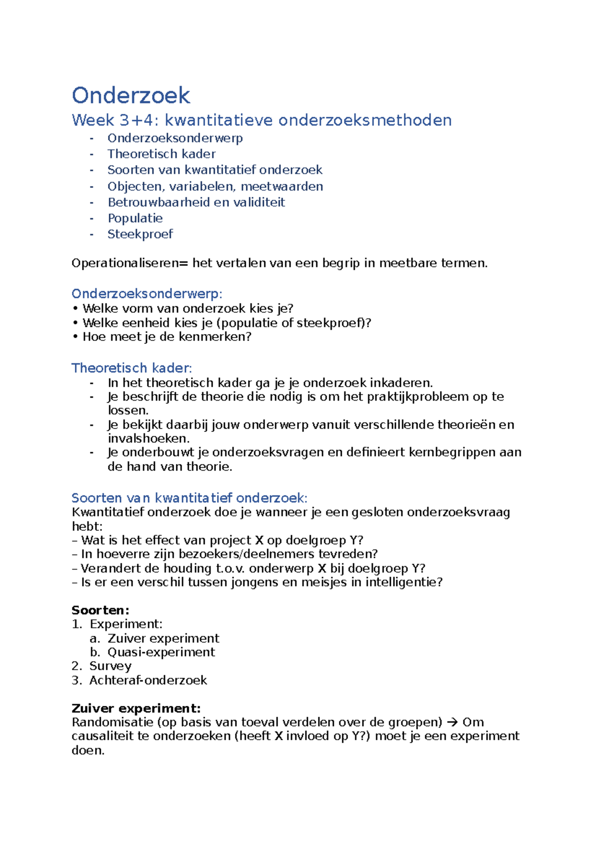 Onderzoek Beknopte Samenvatting - Onderzoek Week Kwantitatieve ...