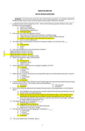 Prelim-PARA-LAB - Laboratory - Parasitology - OLFU - Studocu