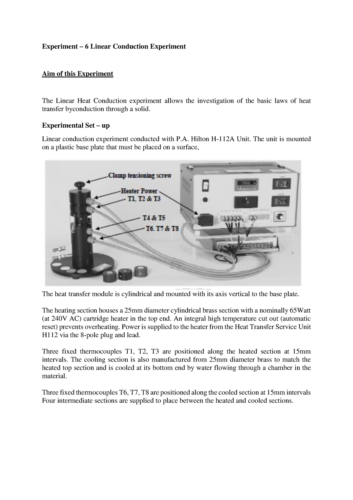 Experiment 6 Linear Conduction - Experiment – 6 Linear Conduction ...