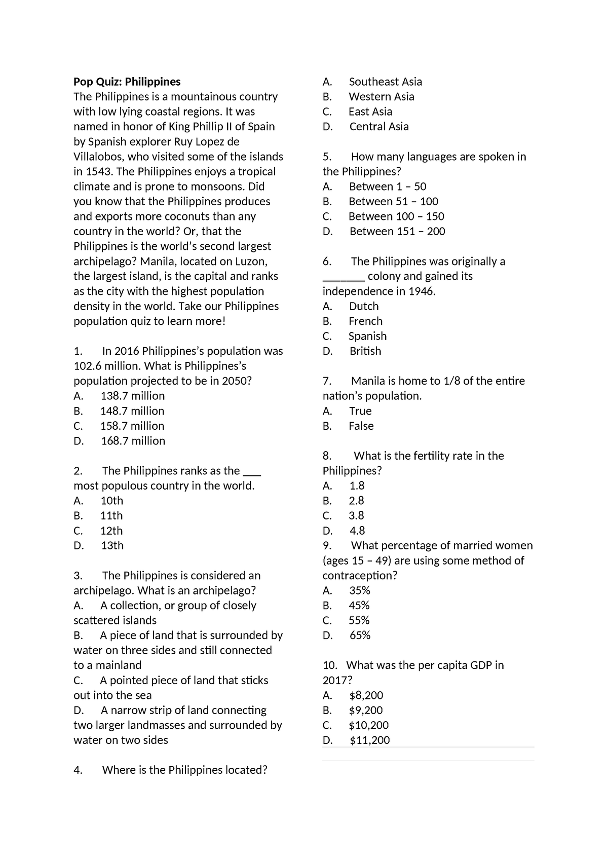 428956868PopQuiz reviewer Pop Quiz Philippines The Philippines