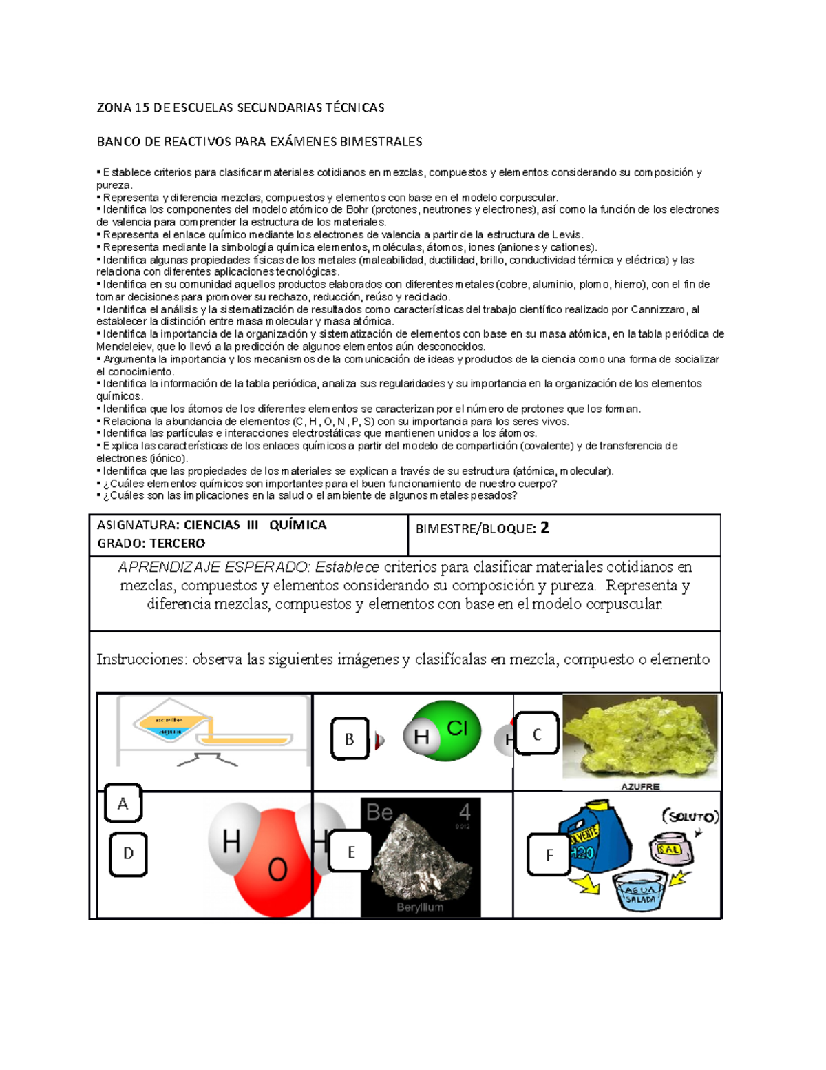 Reactivo de preguntas para examen bimestral - ZONA 15 DE ESCUELAS  SECUNDARIAS TÉCNICAS BANCO DE - Studocu