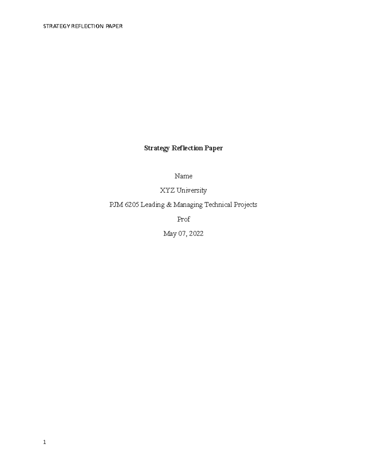 reflection paper for business plan