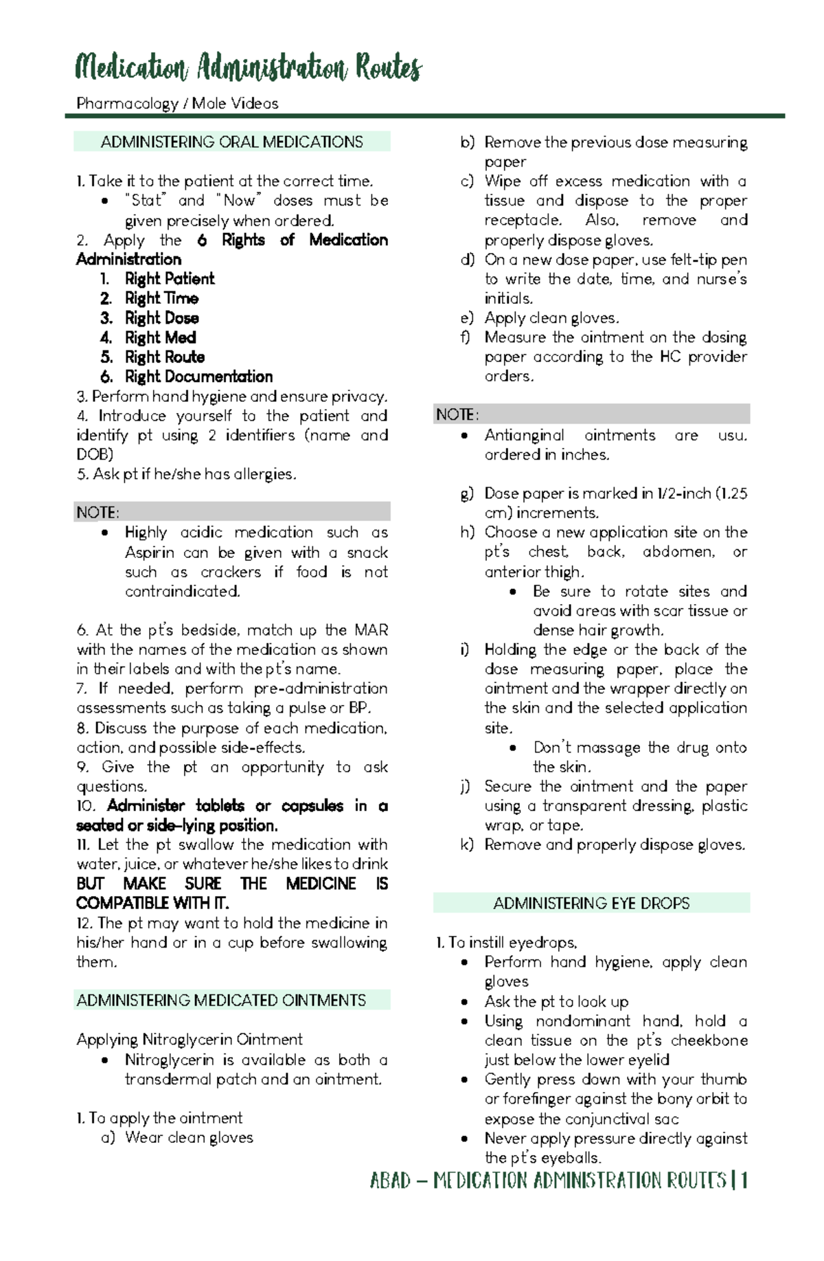 Pharmacology: Medication Administration Transcribed Notes ...