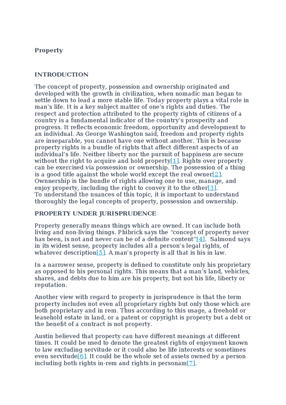 what is property under Jurisprudence - Property INTRODUCTION The ...
