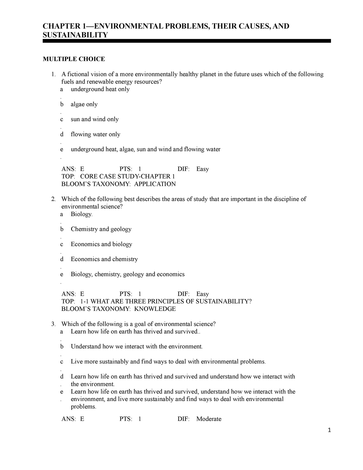 Chap 01 - Environmental Science - CHAPTER 1—ENVIRONMENTAL PROBLEMS ...