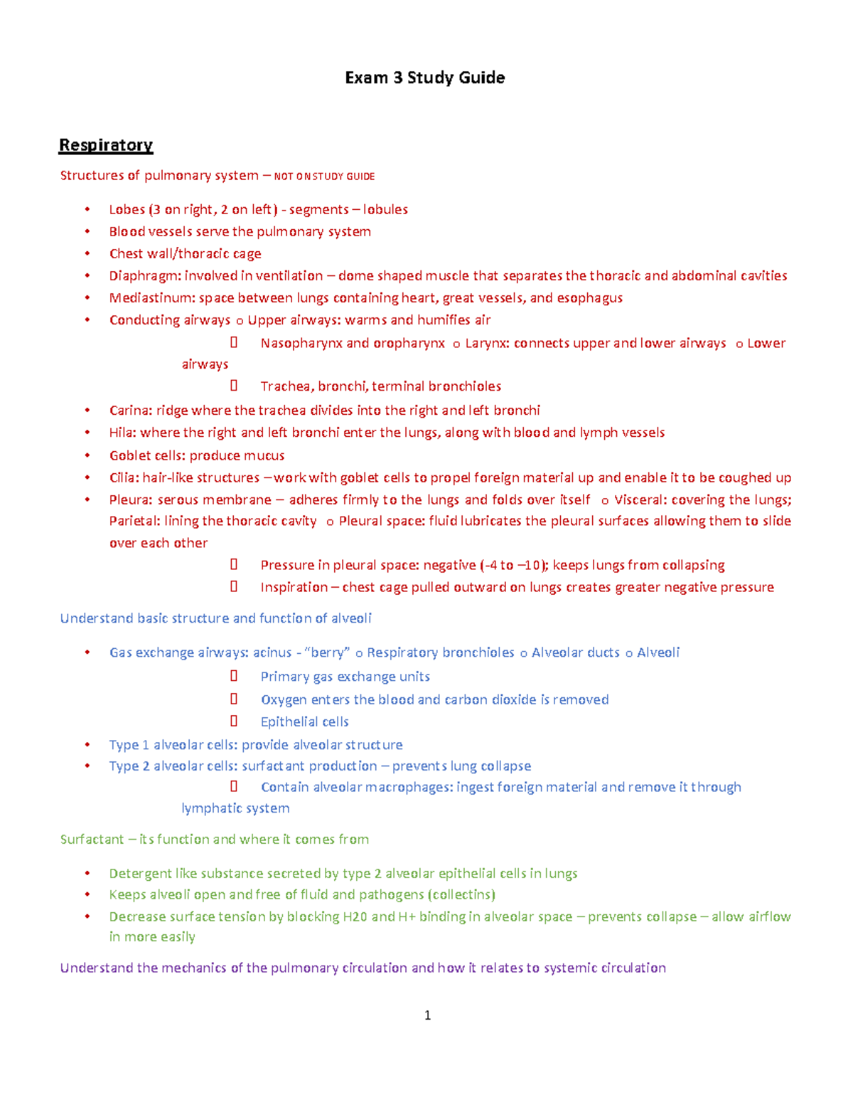 Pathology Exam 3 Study Guide - Exam 3 Study Guide Respiratory ...