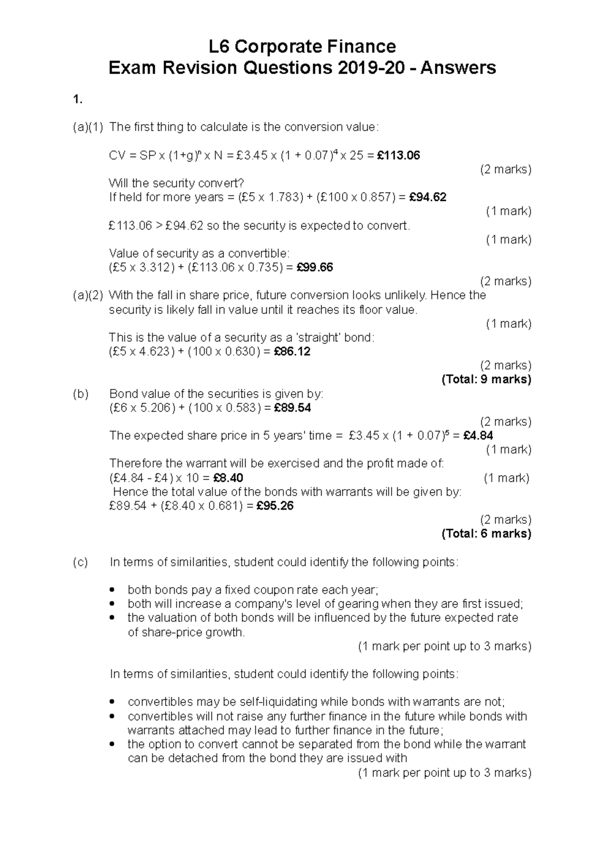 CF Exam Question Practice 2019-20 answers - Exam Revision Questions ...