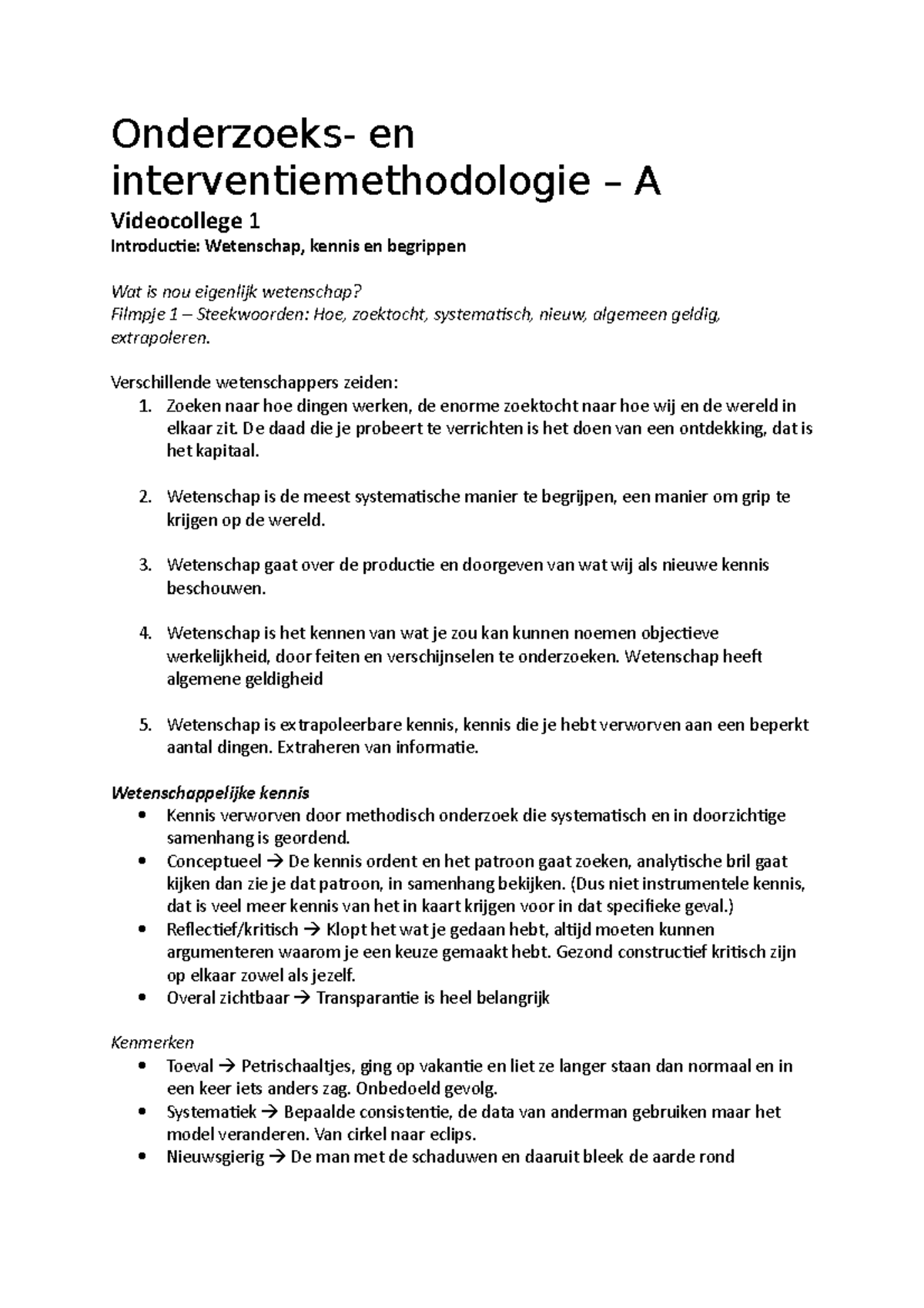 Onderzoeks- En Interventiemethodologie - A , Videocollege 1 - Radboud ...