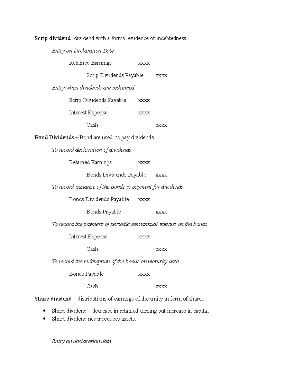 Chapter 22 - IA ch22 - Scrip dividend - dividend with a formal evidence ...