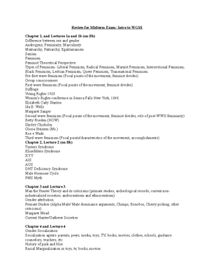 WGSS Midterm Study Guide - Author & Title Main Argument Key terms “New ...