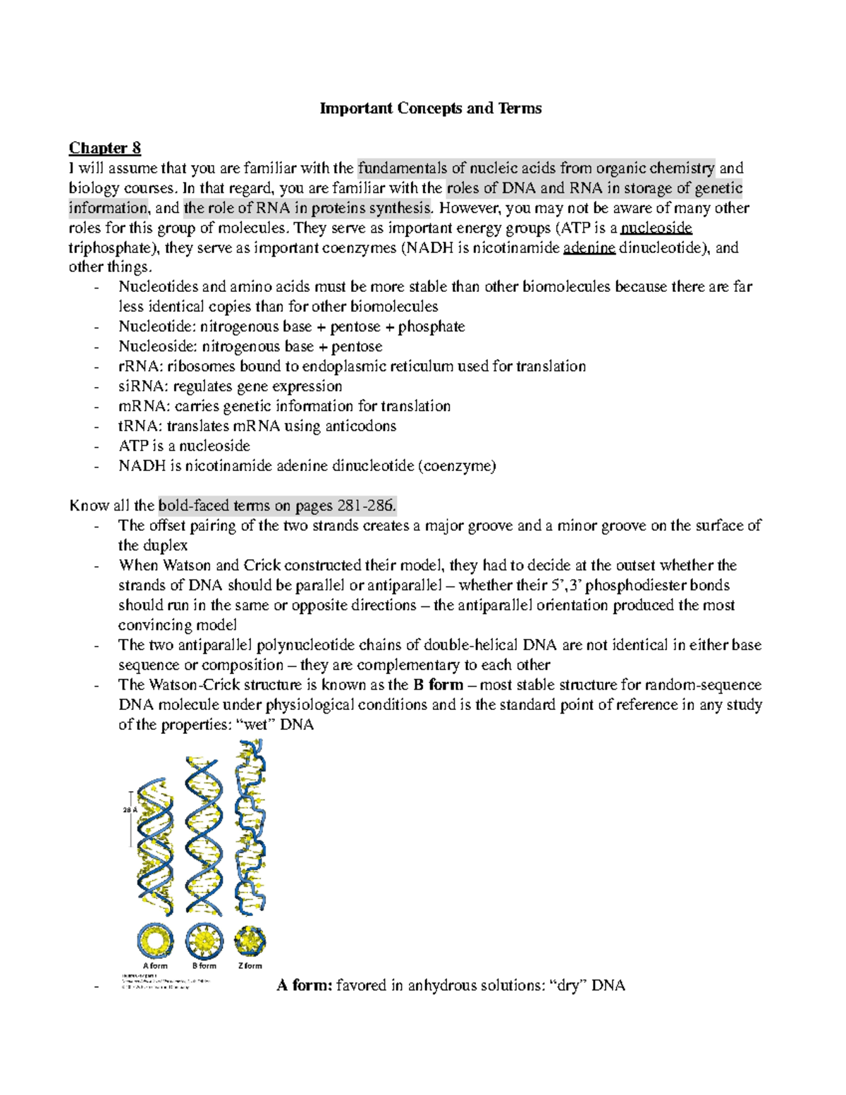 Chapters 8-10 need to know - Important Concepts and Terms Chapter 8 I ...