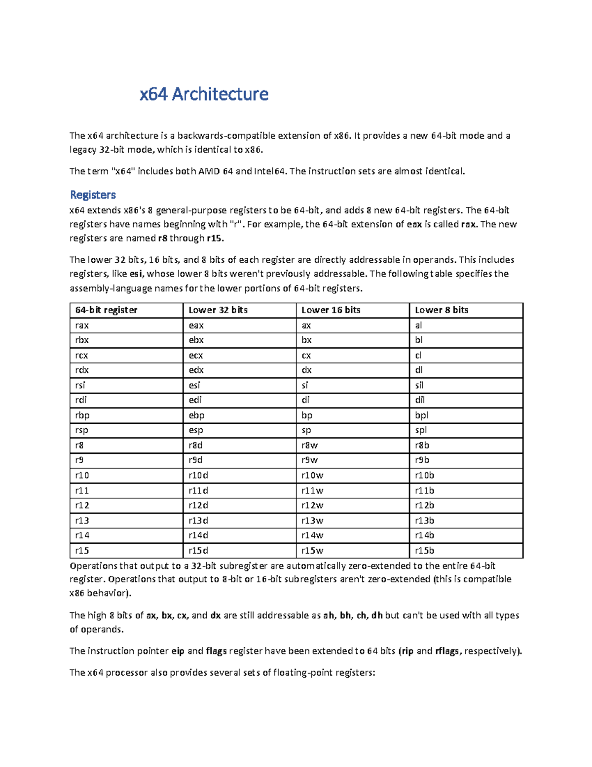 Document 33 20230401T075243 x 64 Architecture The x64