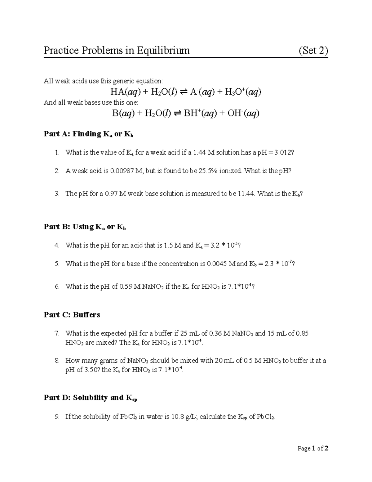 8 - Practice Problems In Equilibrium 2 - Practice Problems In ...