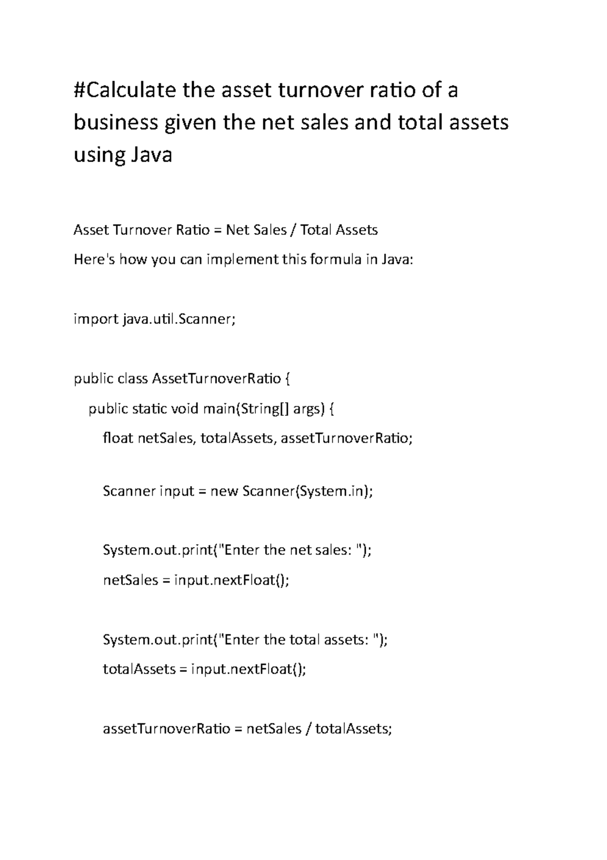 net-sales-and-total-assets-using-java-calculate-the-asset-turnover