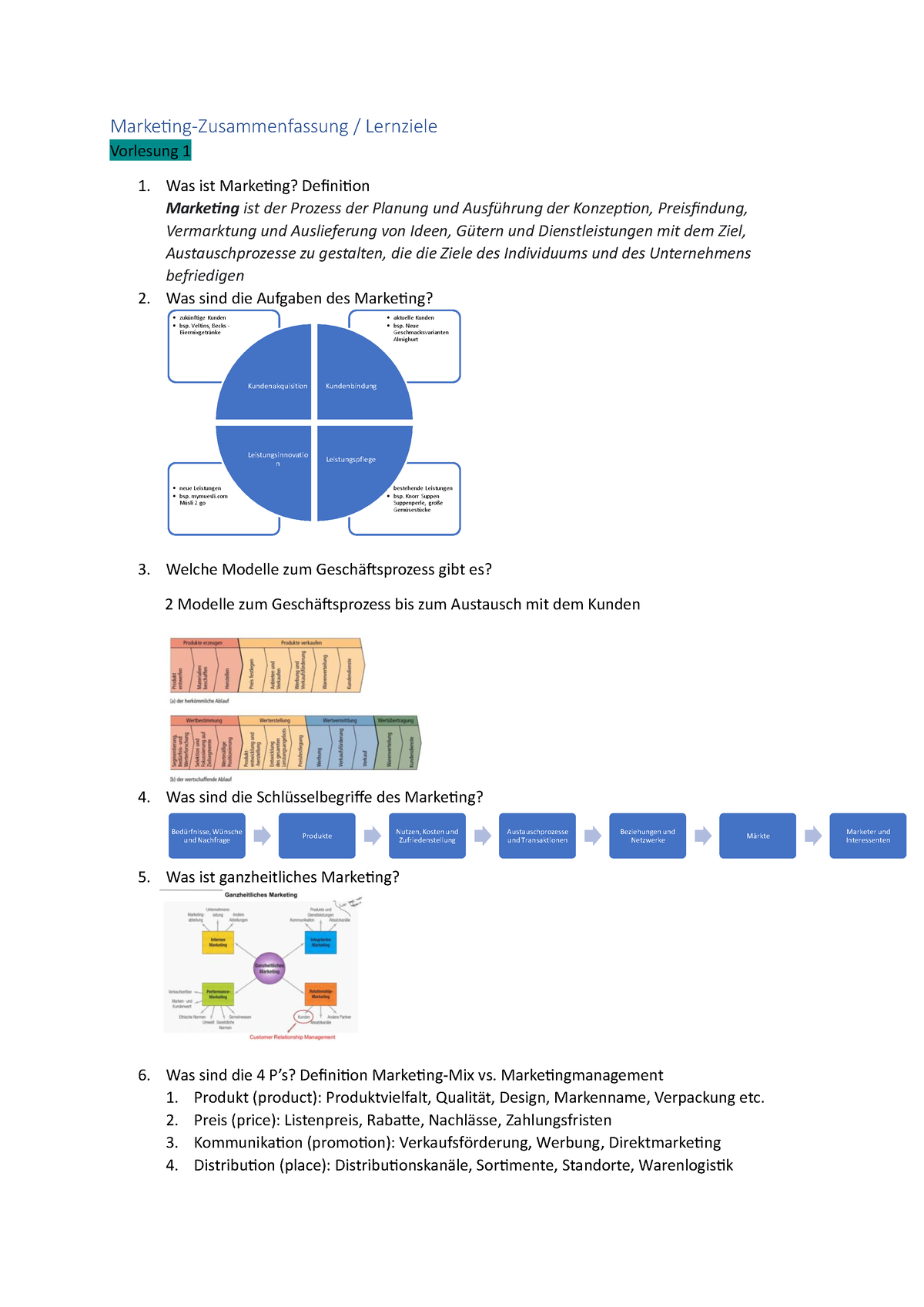 Marketing Ziele Zusammenfassung - Marketing-Zusammenfassung / Lernziele ...