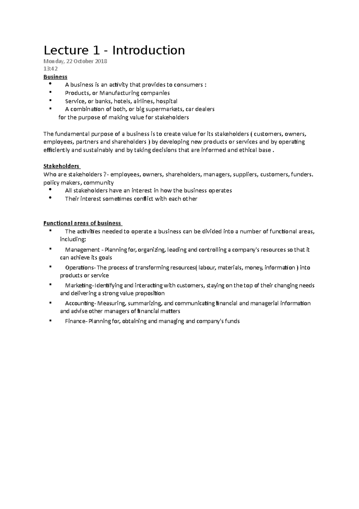 Enterprise and Business Developent Lecture One notes - Lecture 1 ...