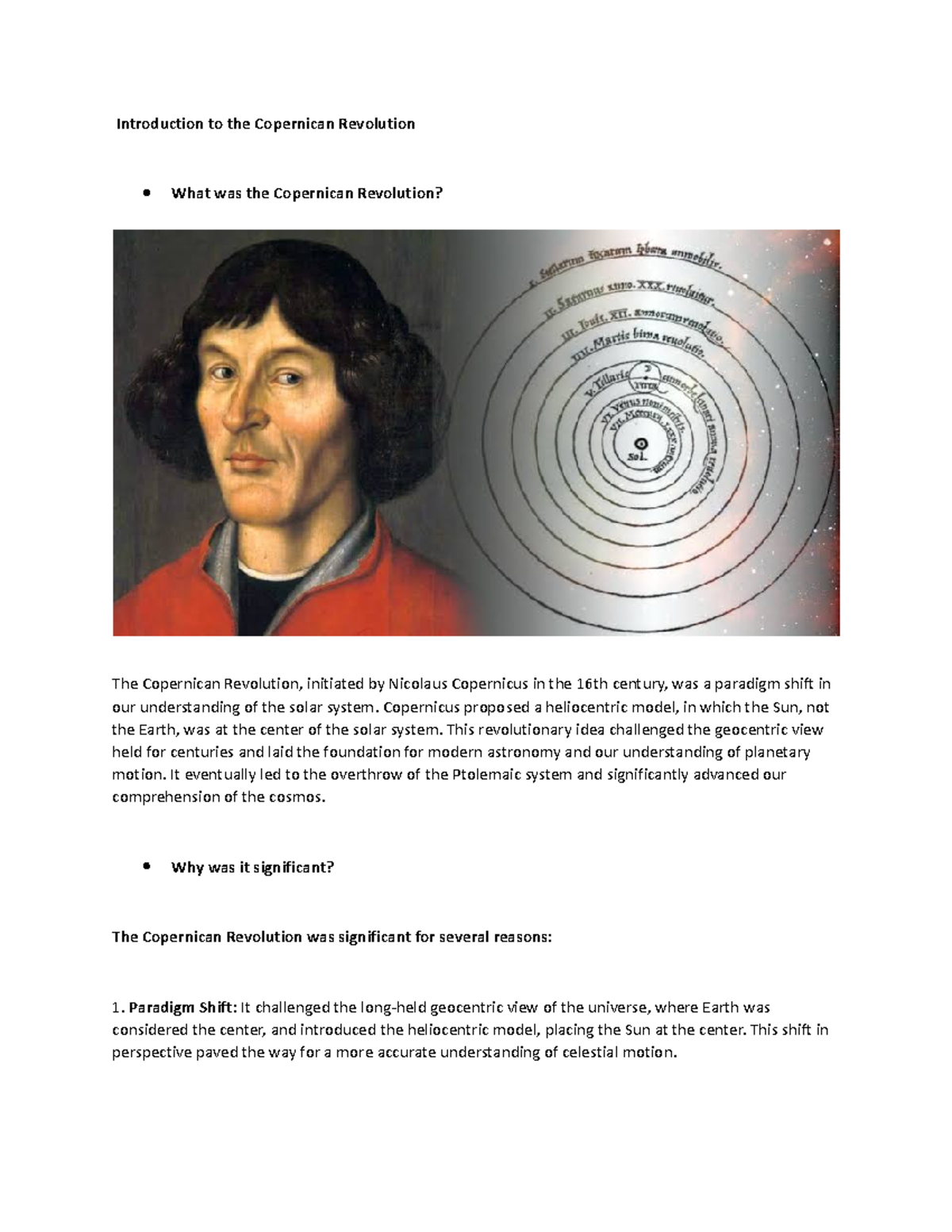 Introduction To The Copernican Revolution ...