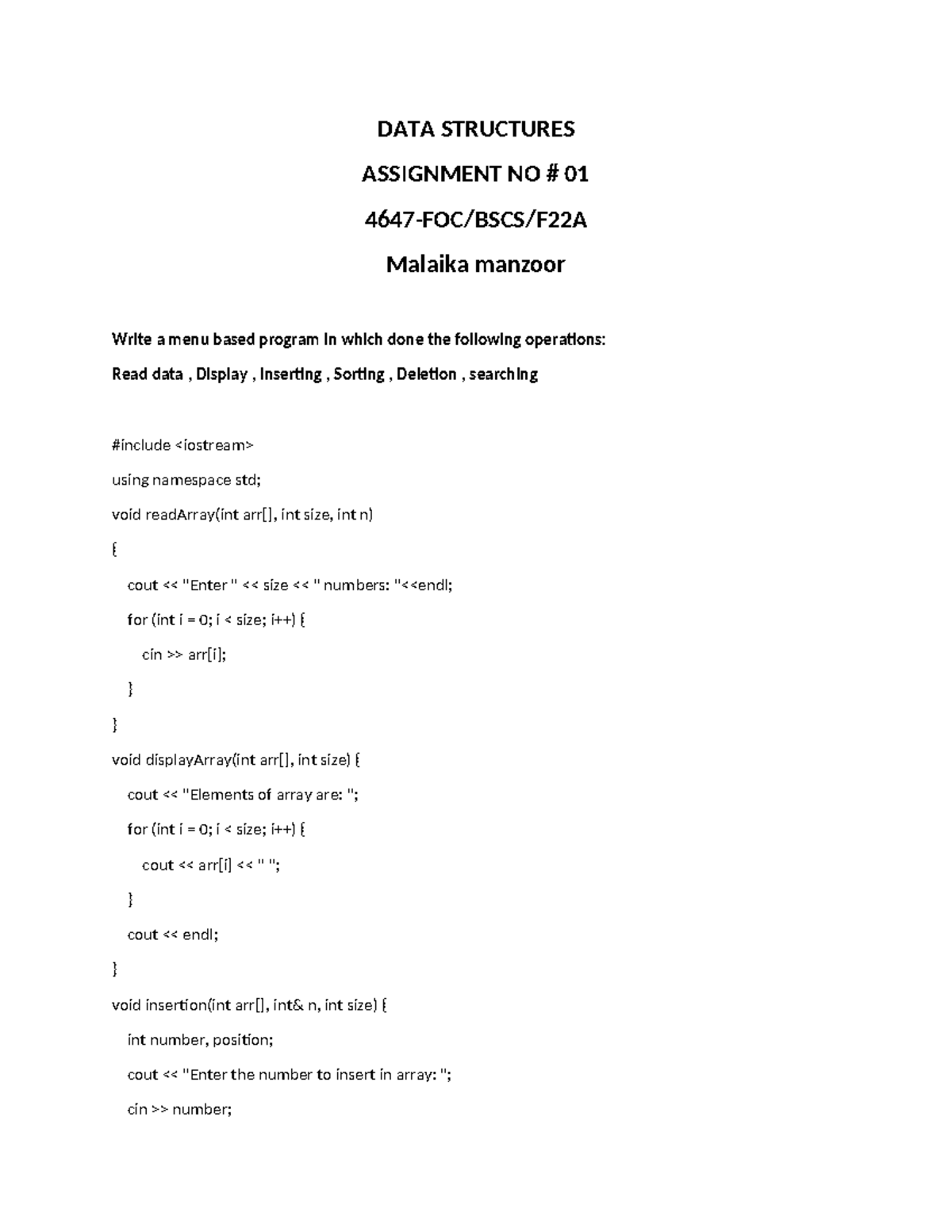 DS ASS 1 - spring 2024 semester assignment - DATA STRUCTURES ASSIGNMENT ...