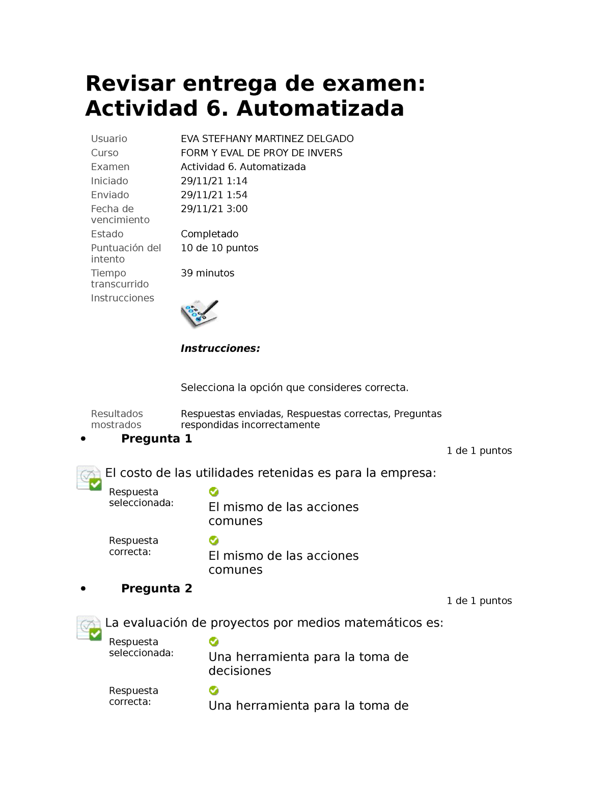 A6 Automatizada Proyectos De Inversion - Revisar Entrega De Examen ...