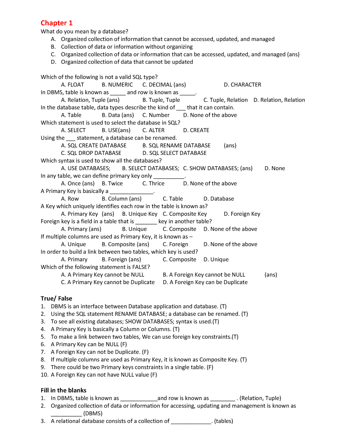 sql assignment questions