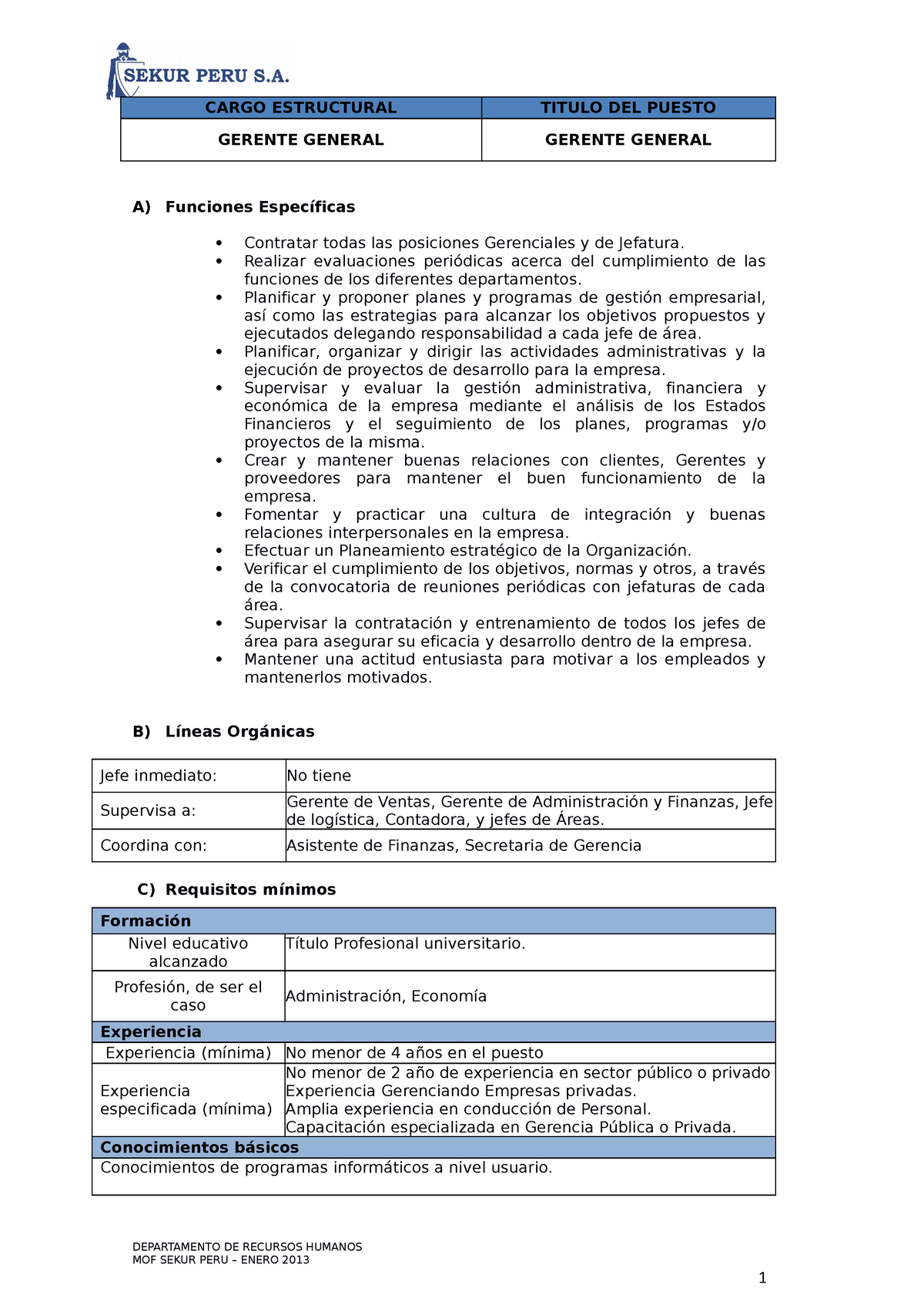 Manual De Organización Y Funciones - CARGO ESTRUCTURAL TITULO DEL ...