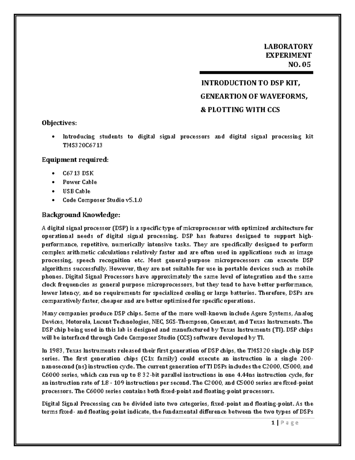 study of dso experiment lab manual