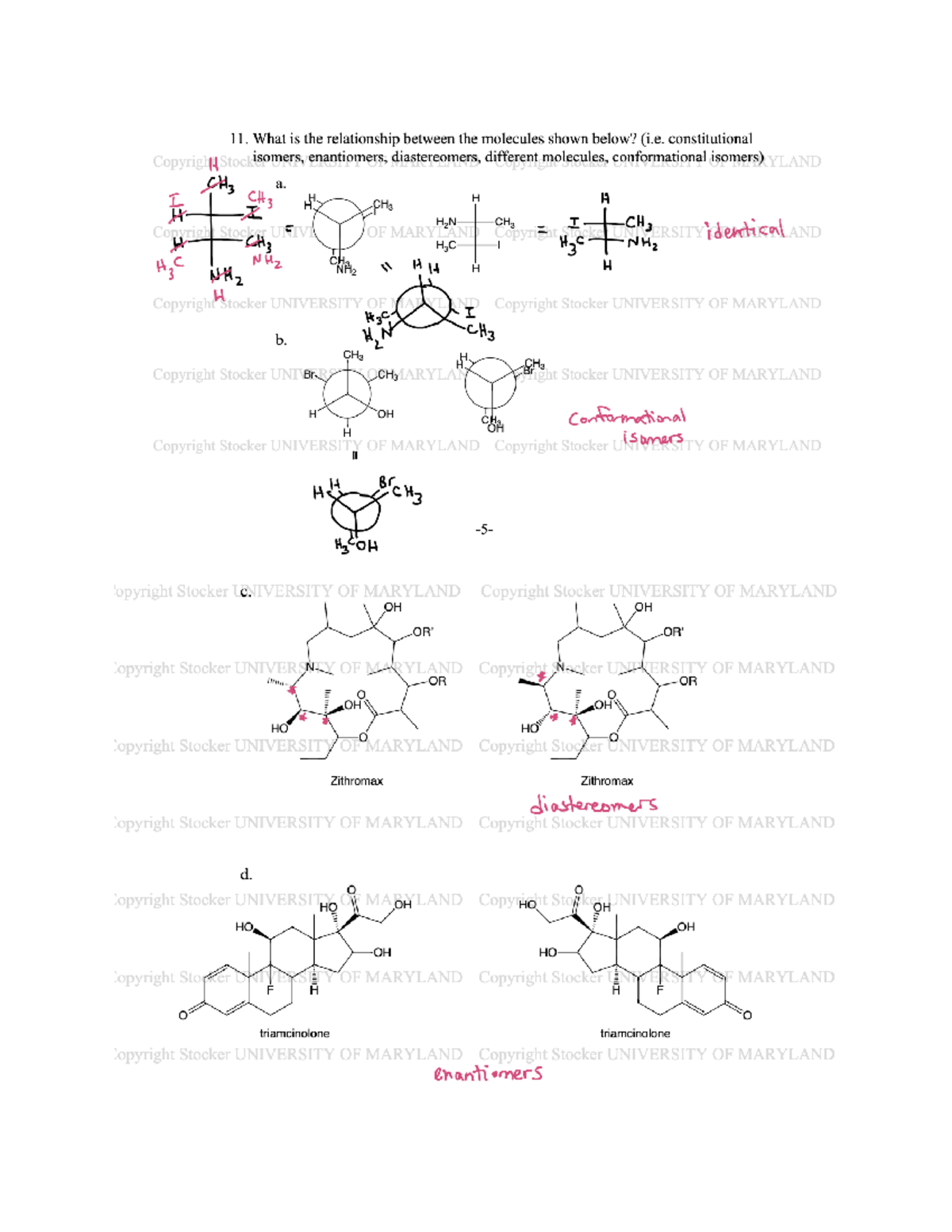 Stero Answers - Notes from Class - CHEM 351 - UMBC - Studocu