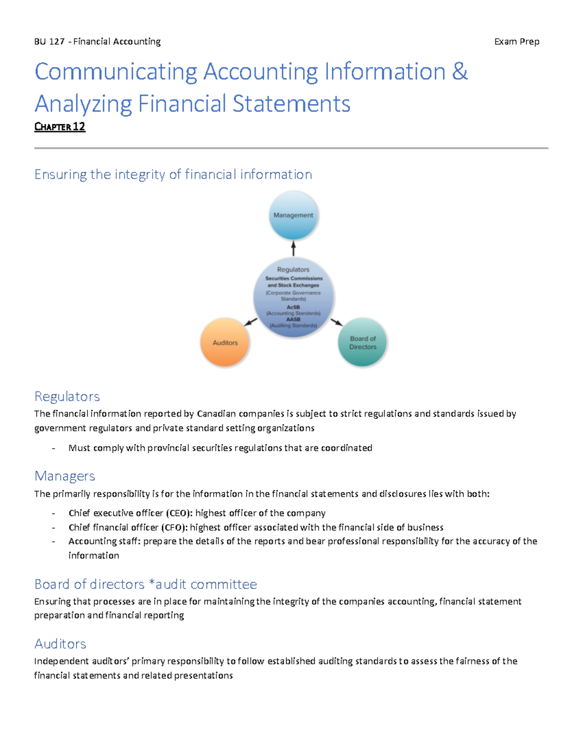 Accounting Chapter 12 Notes BU 127 Financial Accounting Exam Prep