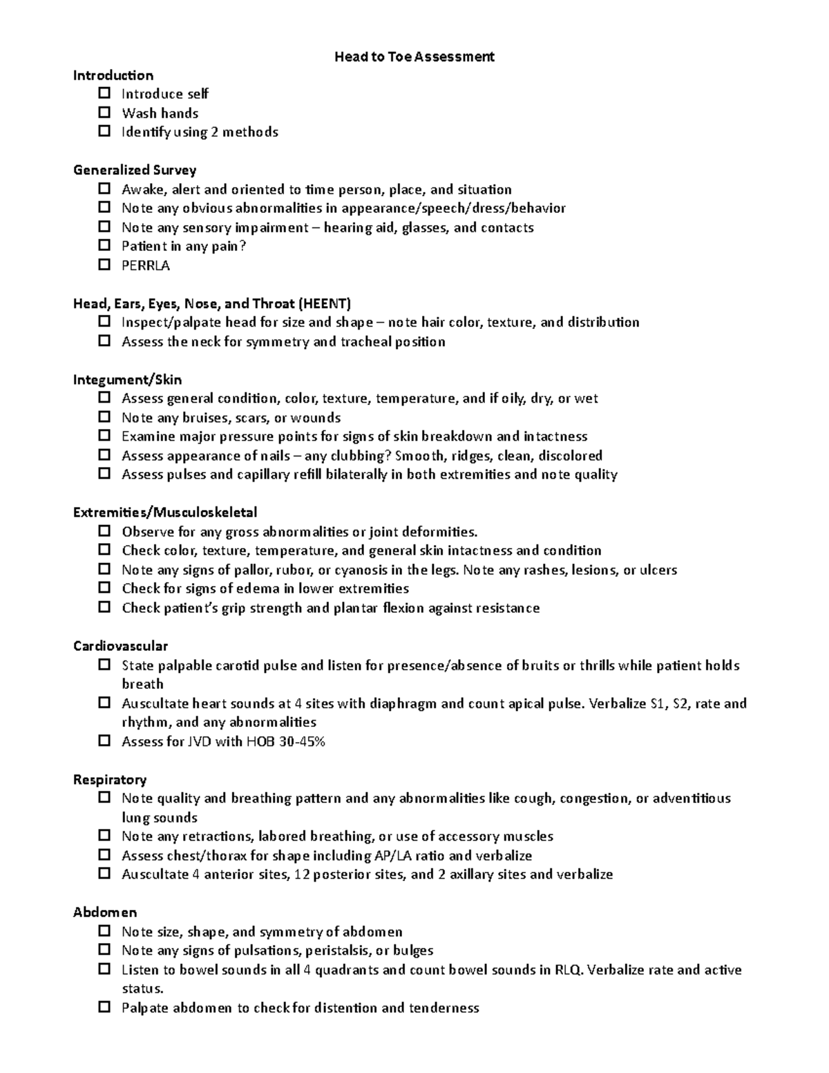 Head To Toe Assessment Personalized - Head To Toe Assessment 