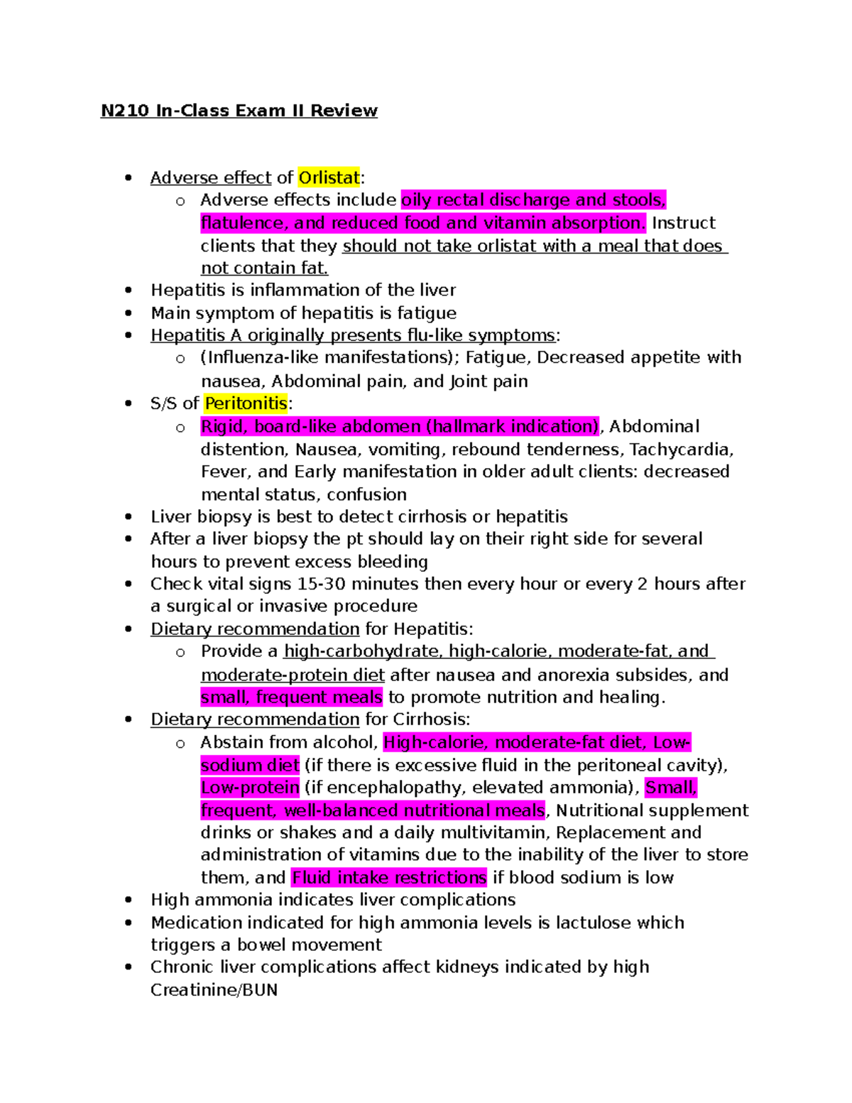 N210 In-Class Exam II Review - Instruct clients that they should not ...