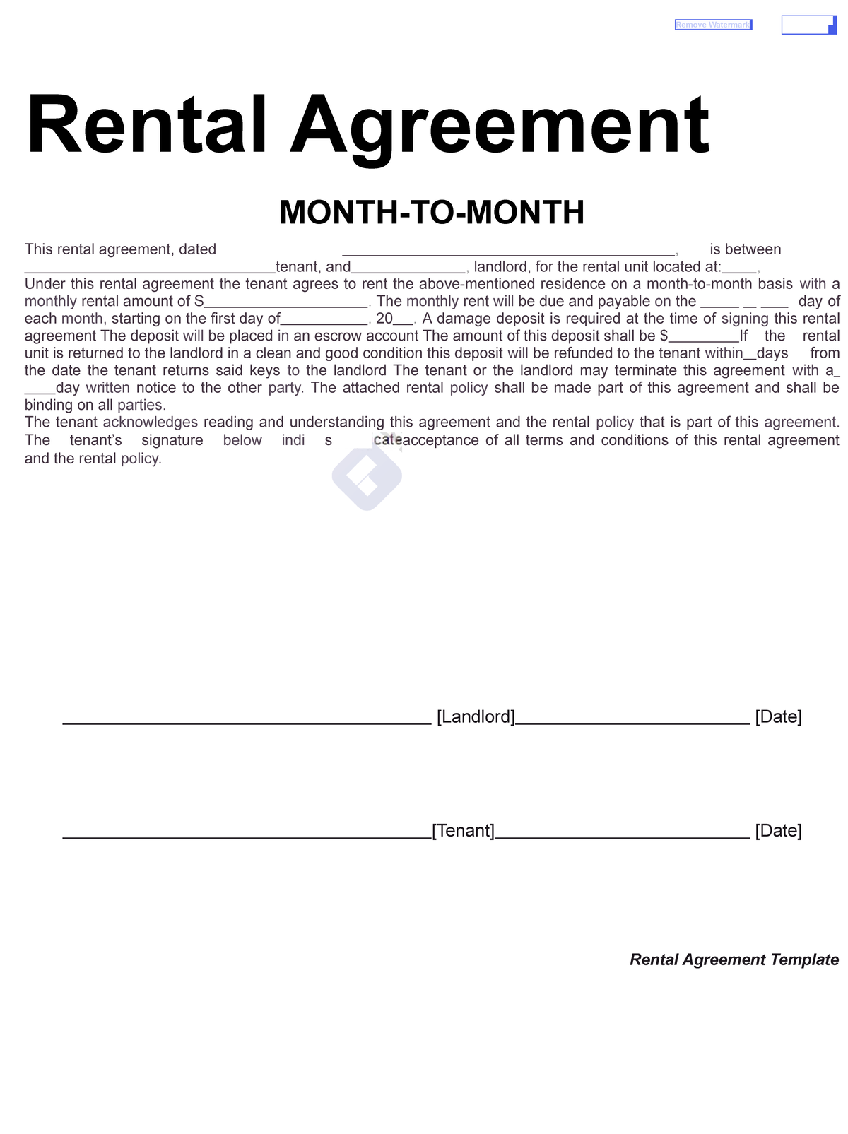 Rachels essay - homework - Rental Agreement MONTH-TO-MONTH This rental ...