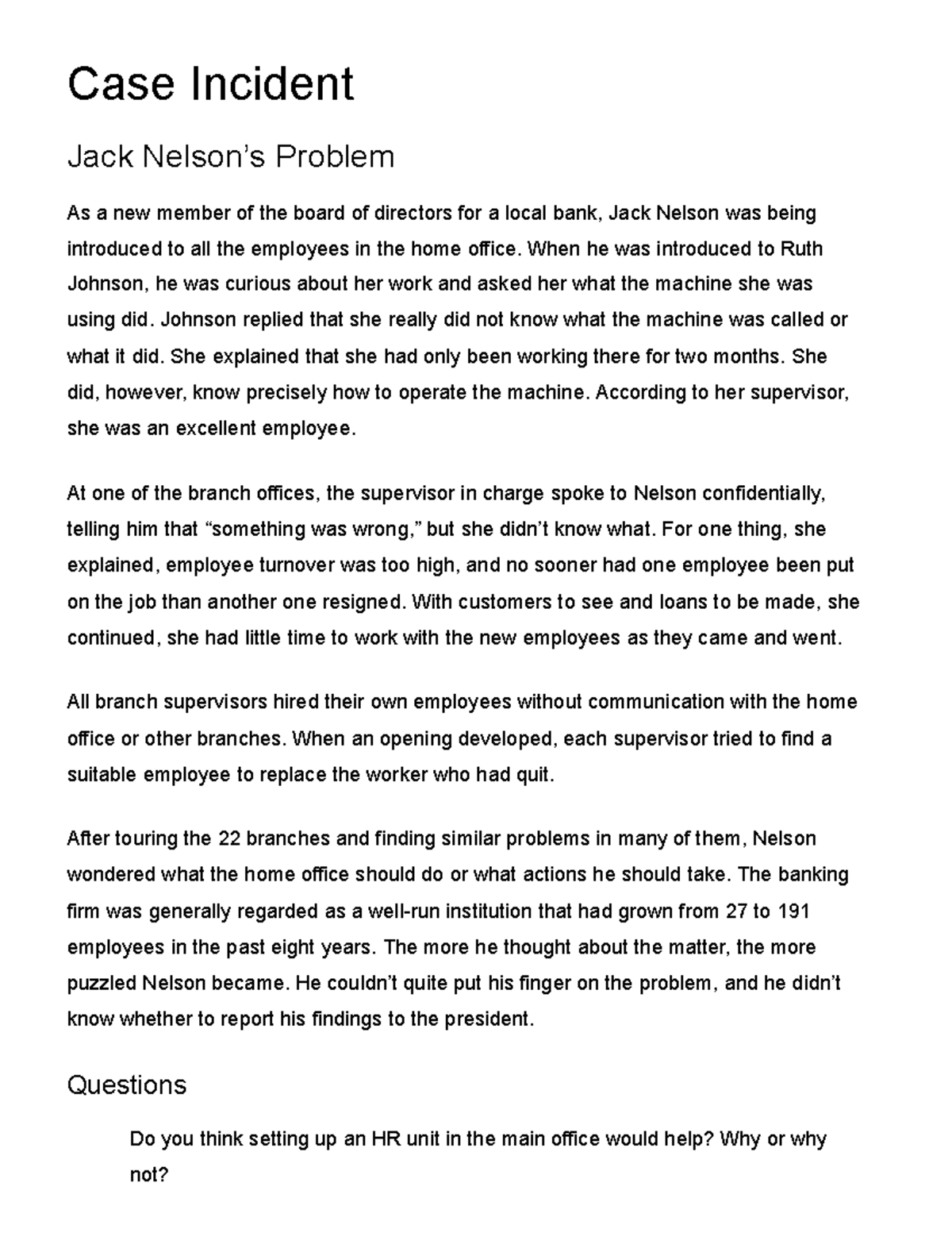 Case notes - Hrm 200 - UWaterloo - Studocu