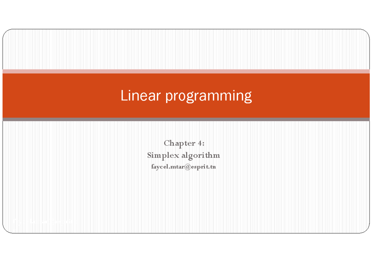 CH3 Simplex algorithm informatique Studocu