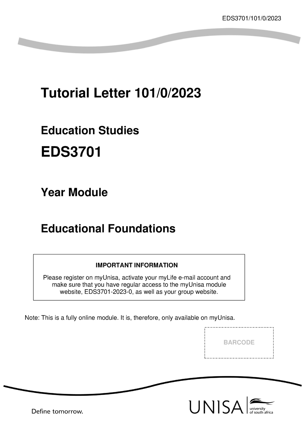 101 2023 0 B - Tutorial Letter - EDS3701/101/0/ Tutorial Letter 101/0 ...