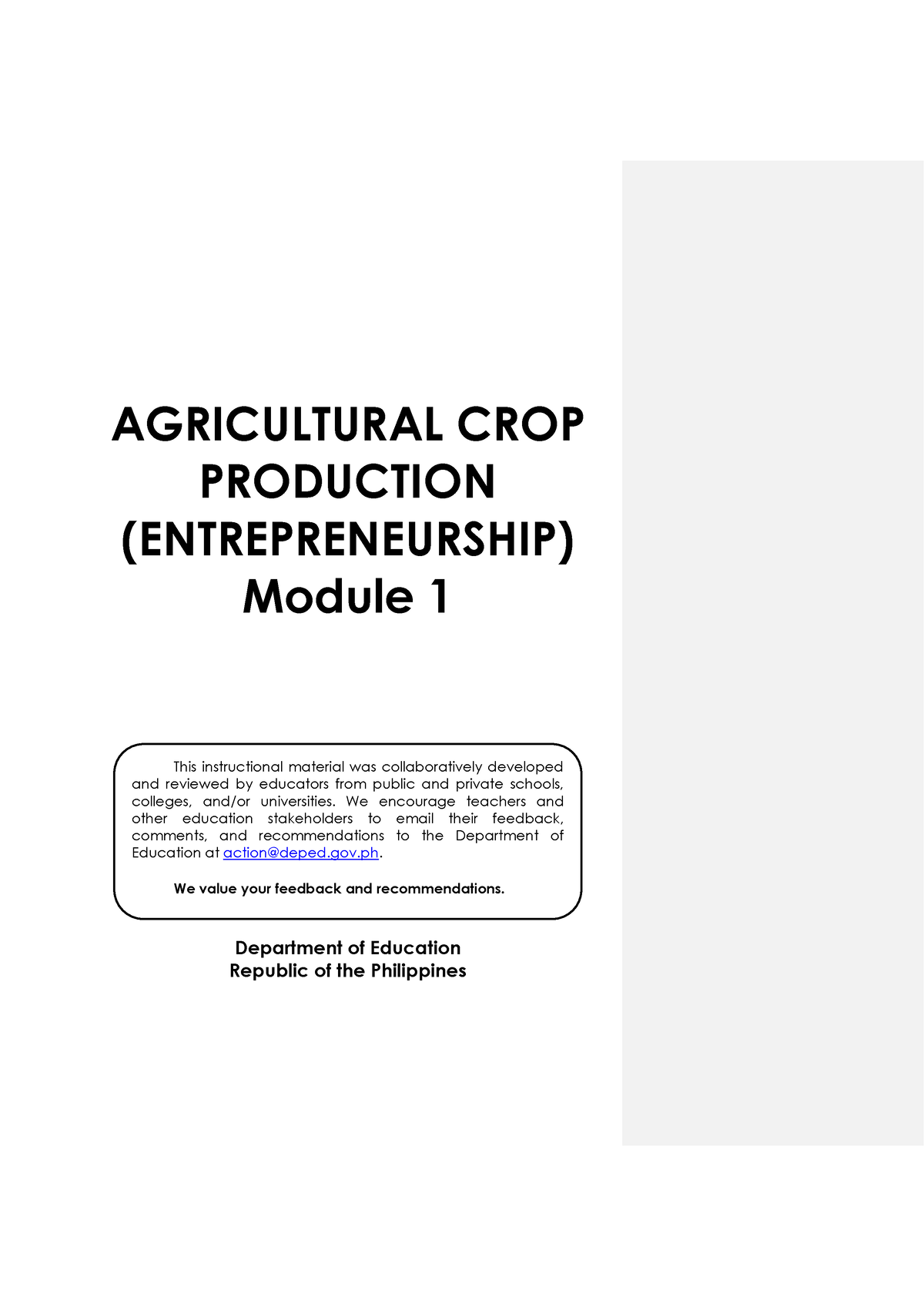 Agricultural Crop Production - Module 1 - AGRICULTURAL CROP PRODUCTION ...