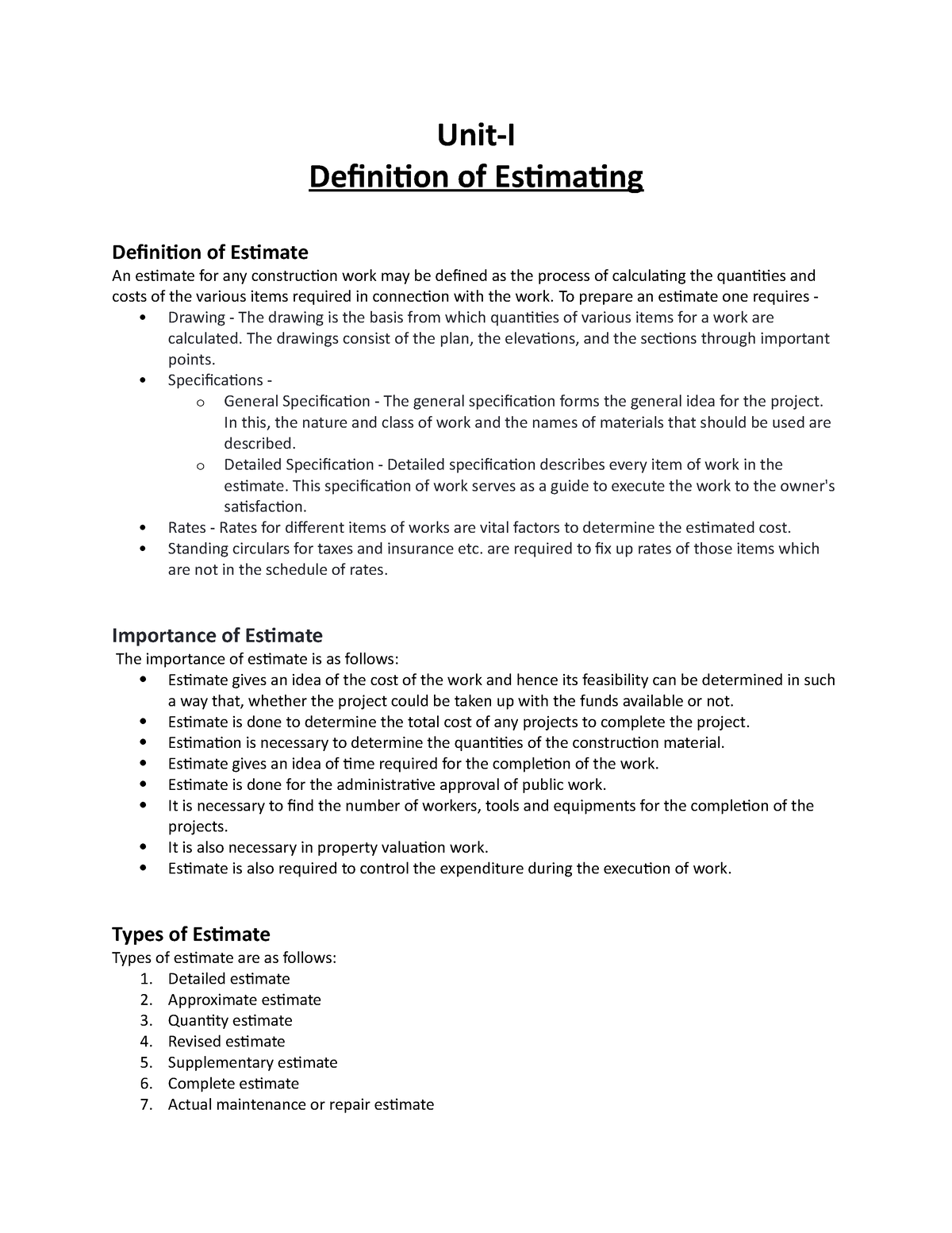 unit-i-unit-i-notes-unit-i-definition-of-estimating-definition-of