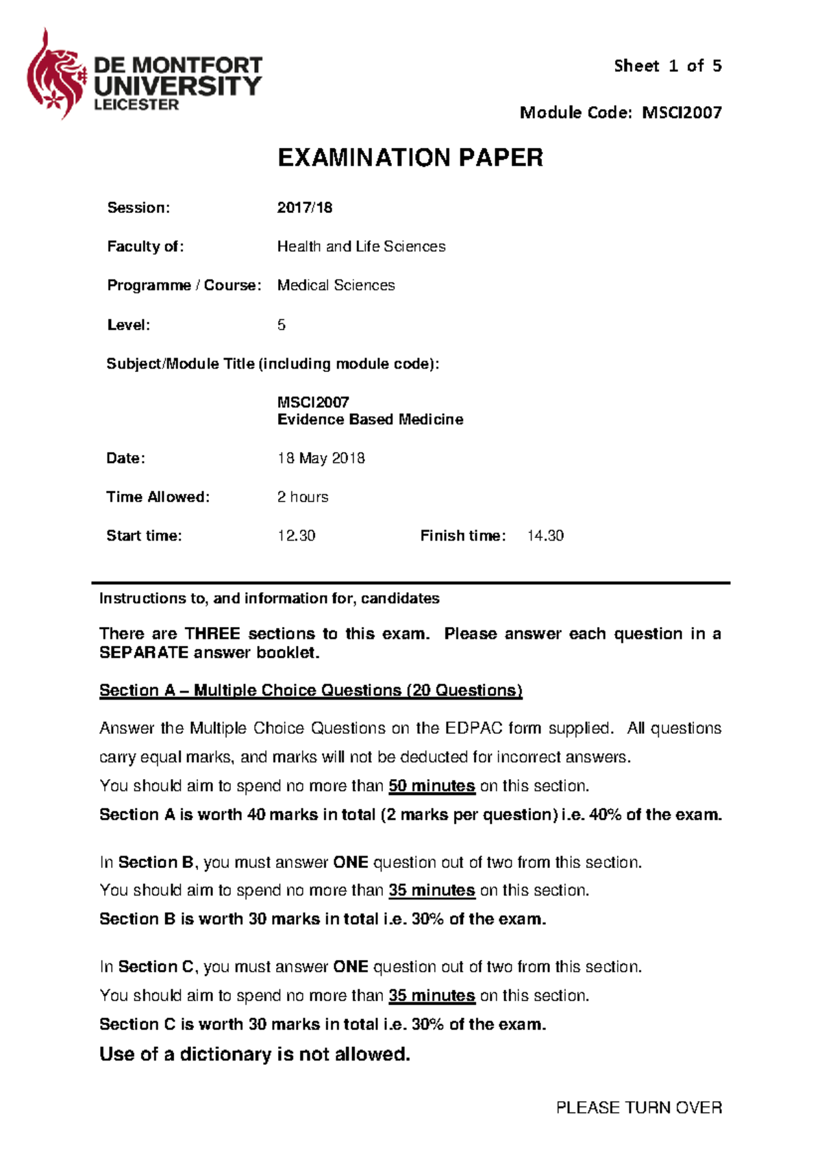 MSCI2007 - exam - Module Code: MSCI EXAMINATION PAPER Session: 2017 ...