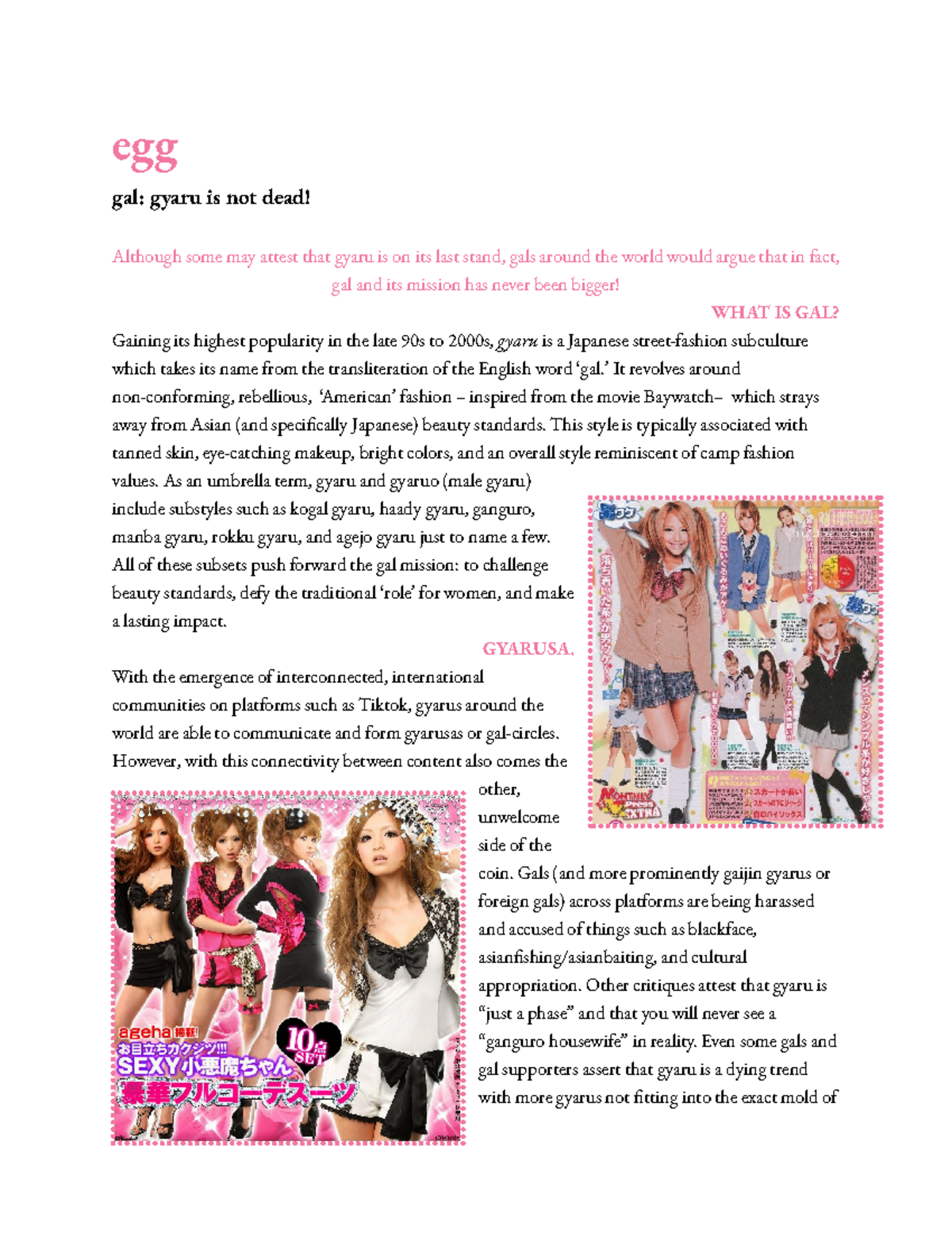 WRT 106 College Writing Intensive Op Ed Essay - egg gal: gyaru is not ...
