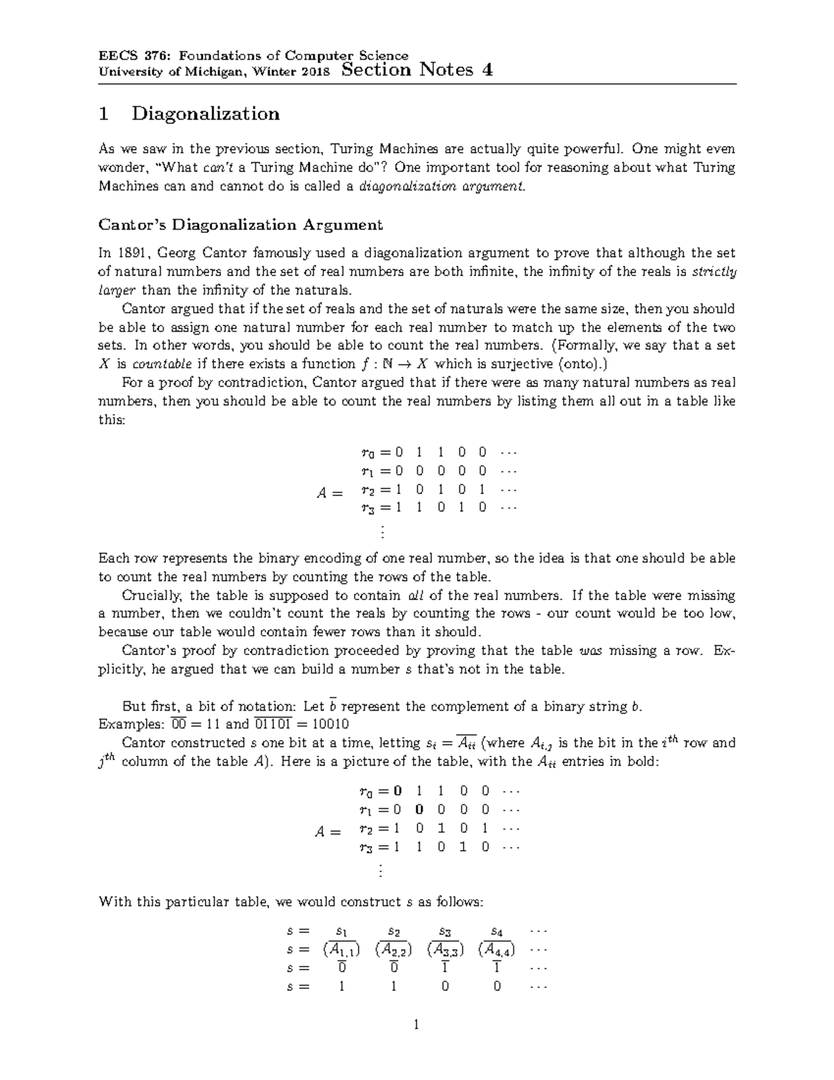 Section Notes 4 - EECS 376: Foundations Of Computer Science University ...