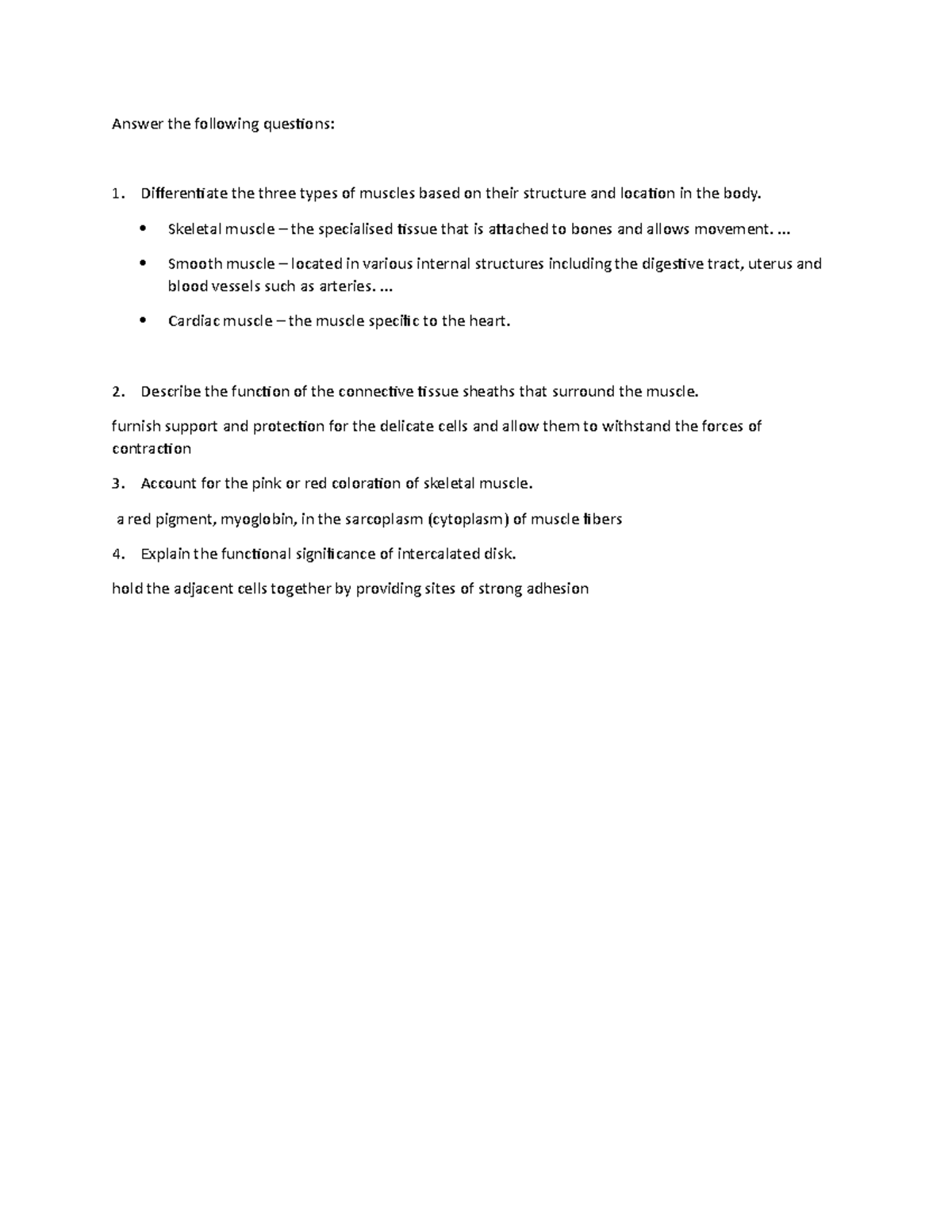 Exercise 6 Answer the following Question - Answer the following ...