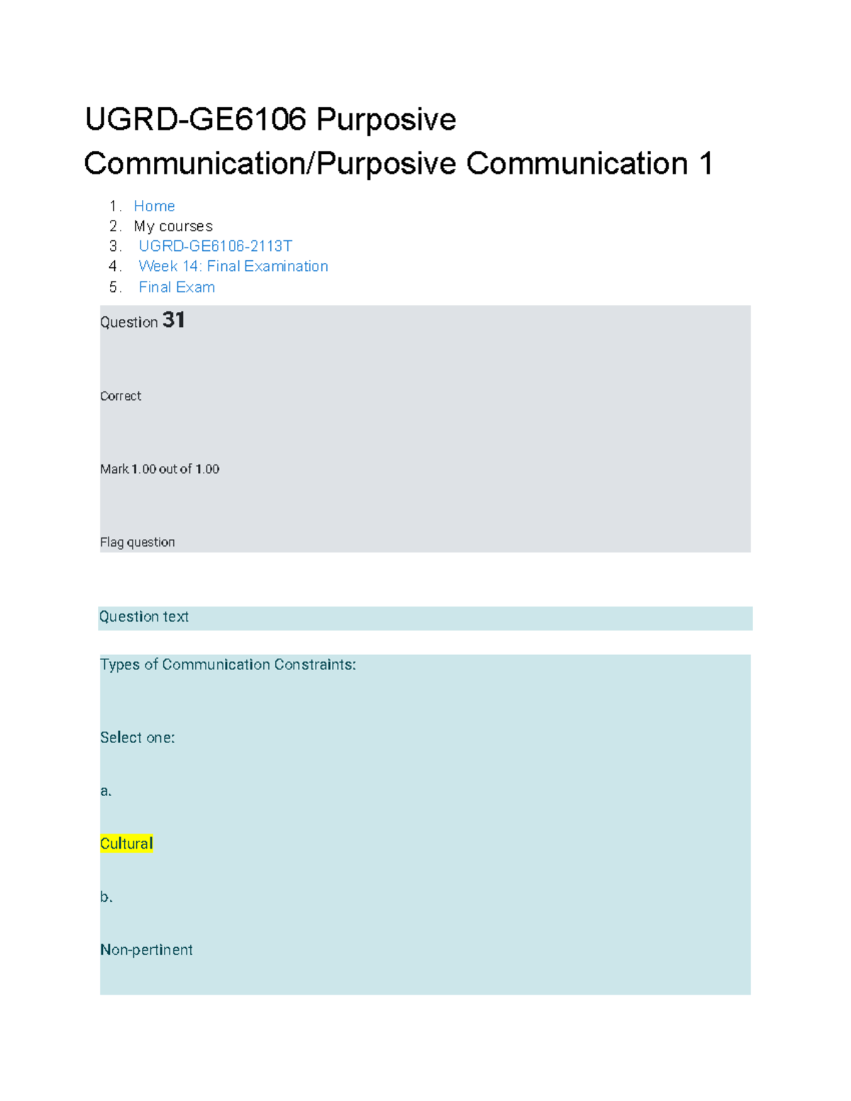 Untitled document Untitled document Purposive Communication GE6106 ...