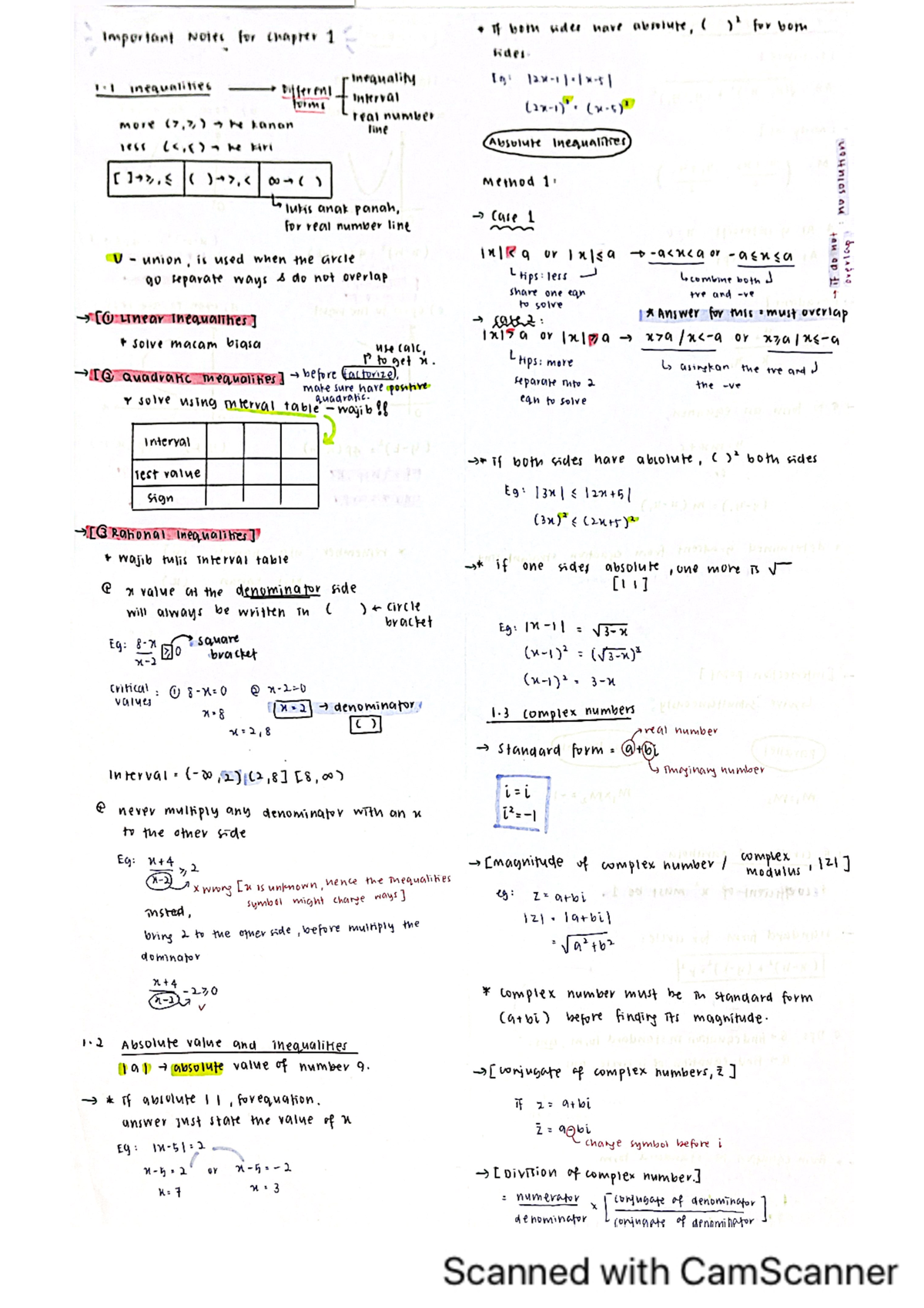 MAT133 - Notes For Chapter 1 - Pre Calculus - Studocu