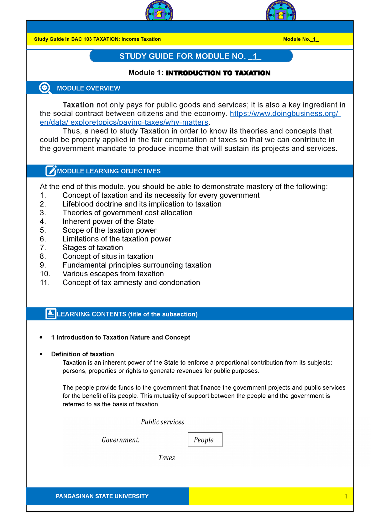 Week-1-Handouts - oblicon - Module 1: INTRODUCTION TO TAXATION MODULE ...