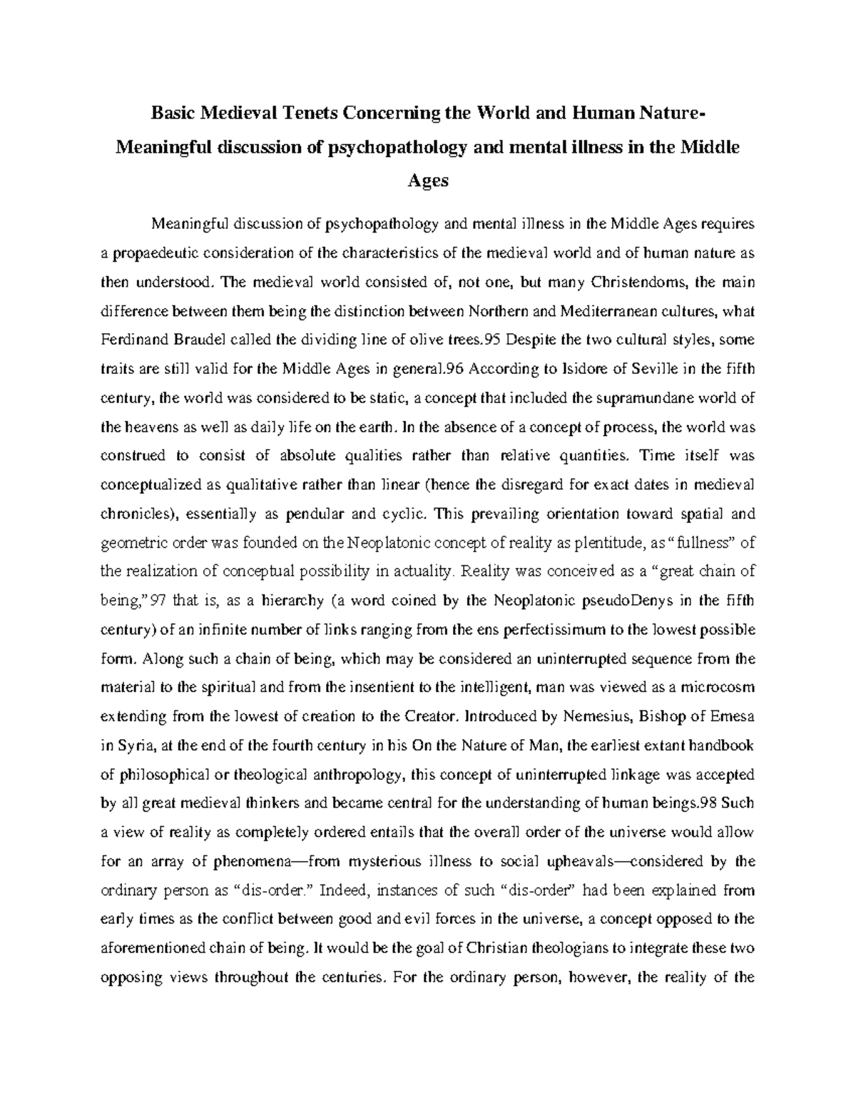 Basic Medieval Tenets Concerning the World and Human Nature- Meaningful ...