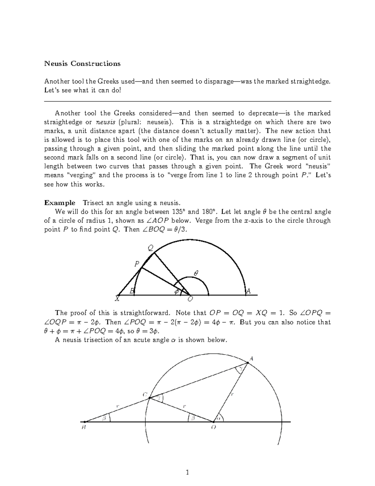 31 Neusis Constructions Neusis Constructions Another tool the Greeks